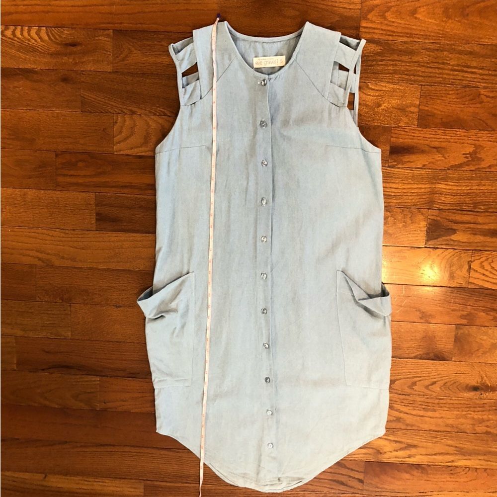 Eve Gravel Shotgun Wedding Denim Blue Shirt Dress Cotton Cutout Women's Small - Picture 6 of 8